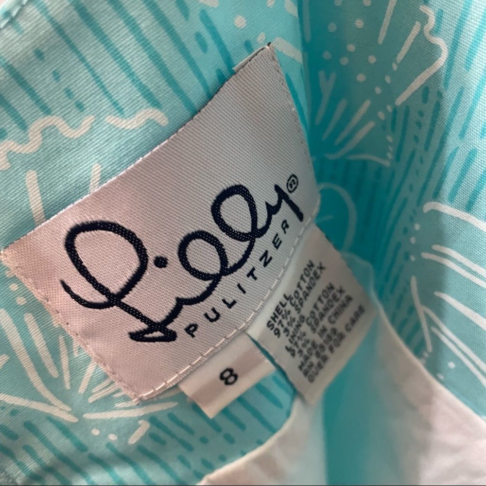Lilly Pulitzer Vintage White Label Clam Shell Print Mint Square Neck Shift Dress - Picture 7 of 8
